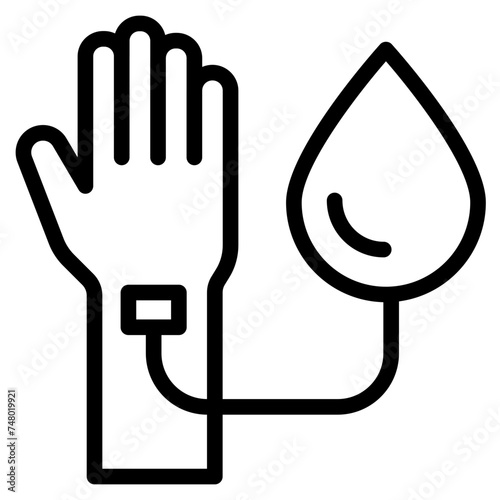 hand with blood transfusion icon