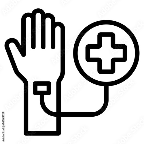 hand with blood transfusion icon