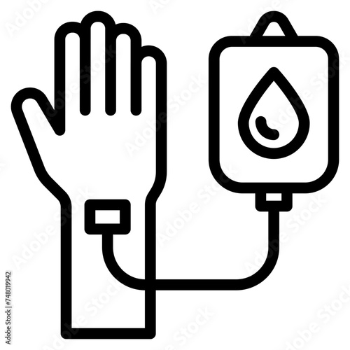 hand with blood transfusion icon