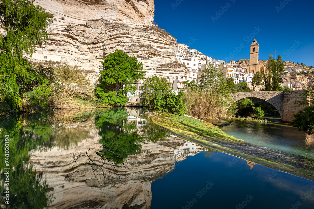 Hillside Town Alcala del Jucar, Castilla la Mancha Region of Spain