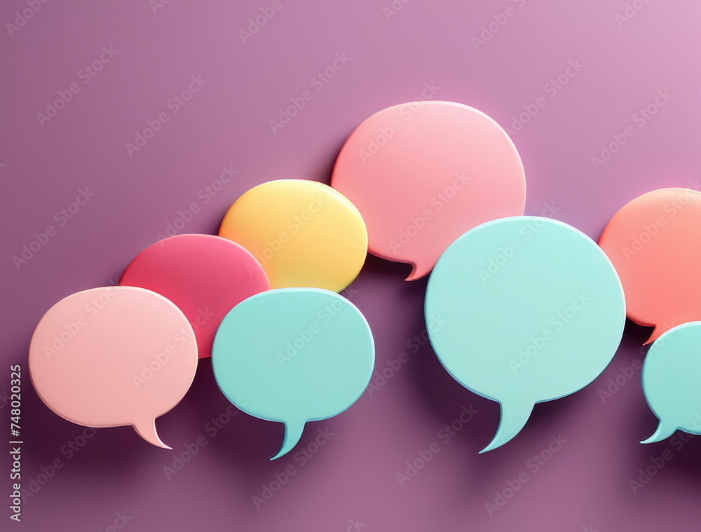 3D Speech Bubbles on Pastel Backdrop 3D Speech Bubbles on Pastel Backdrop