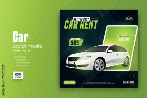 Car rental promotion social media post banner template