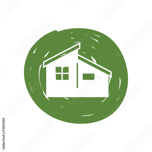 Green house logo design vector illustration. eco green home farm plant cultivation logo design