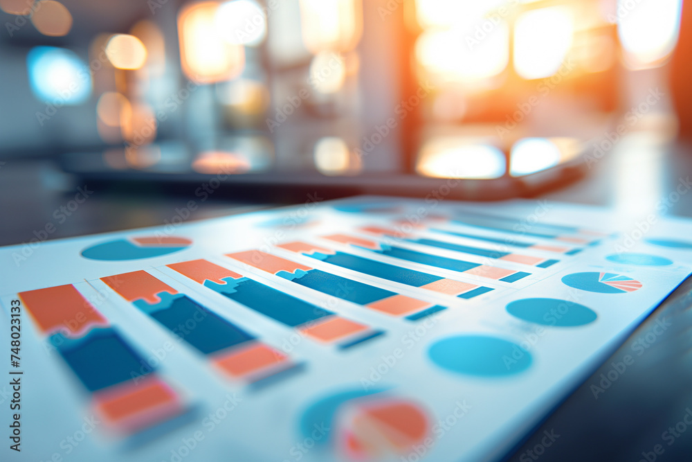 Orange and blue business analysis graphics and charts. Financial progress infographic. Orange and blue business analysis graphics and charts. Financial progress infographic.