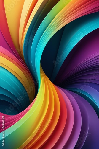 Abstract colorful wavy on a dark background  vibrant colors  vertical composition