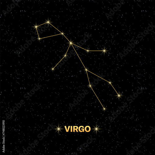 Virgo constellation icon. Starry sky. Flat style. Vector illustration