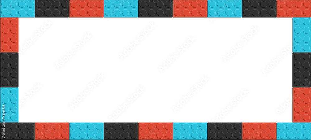 Fototapeta premium Colorful frame made of plastic parts of the designer on a white background