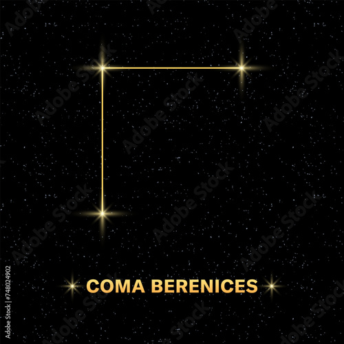 Coma Berenices constellation icon. Starry sky. Flat style. Vector illustration photo