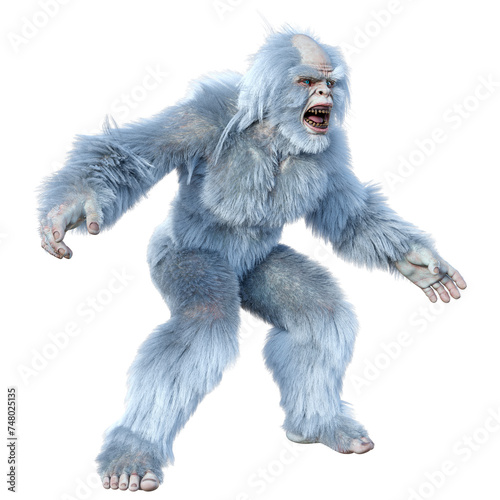 3D Rendering Yeti on White