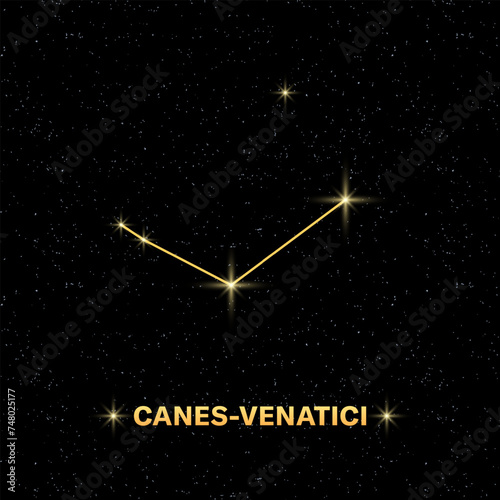 Canes-Venatici constellation icon. Starry sky. Flat style. Vector illustration photo