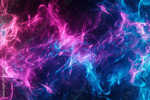 Pink and blue abstract smoke on black backdrop - Dreamy pink and blue smoke drifts elegantly on a pure black canvas, evoking a serene artistic mood © Mickey