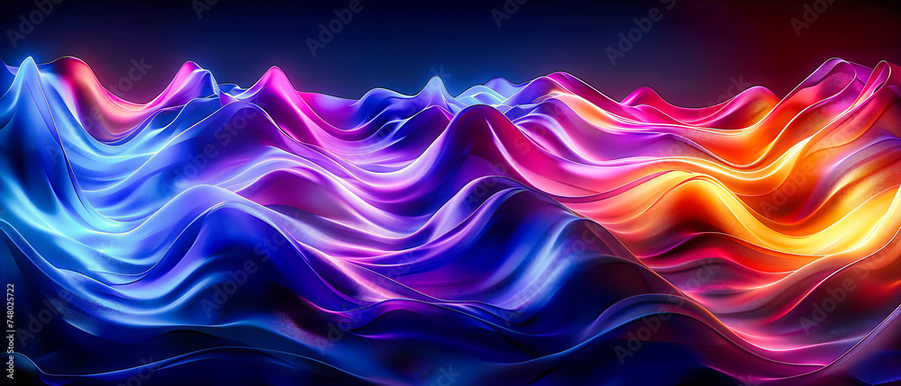 Vibrant Abstract Wave Design, Bright Neon Lights in Motion, Futuristic Digital Background Vibrant Abstract Wave Design, Bright Neon Lights in Motion, Futuristic Digital Background