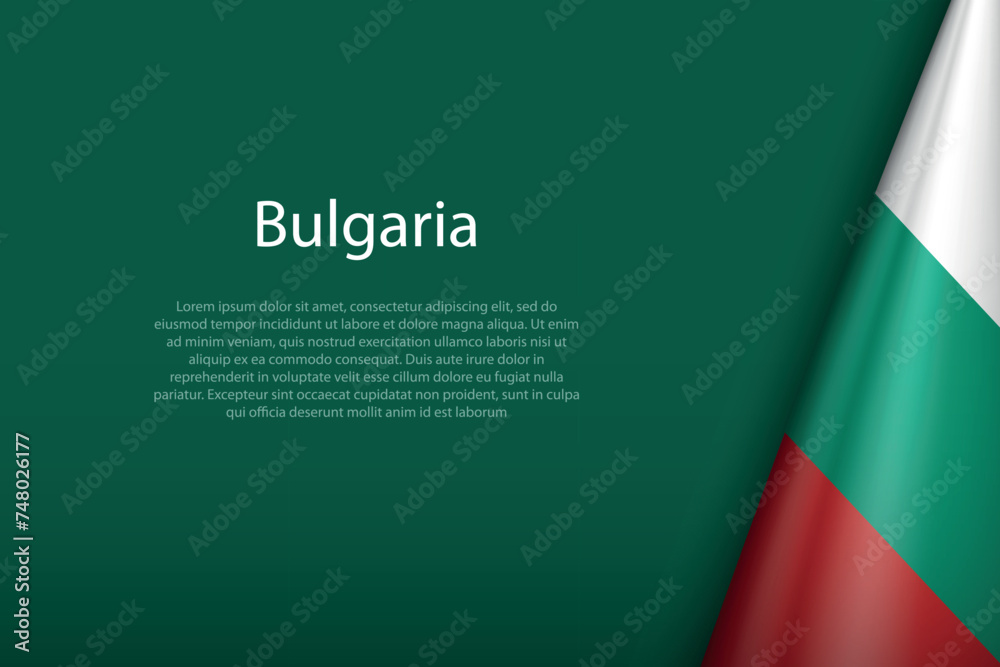 Bulgaria national flag isolated on background with copyspace - obrazy, fototapety, plakaty 