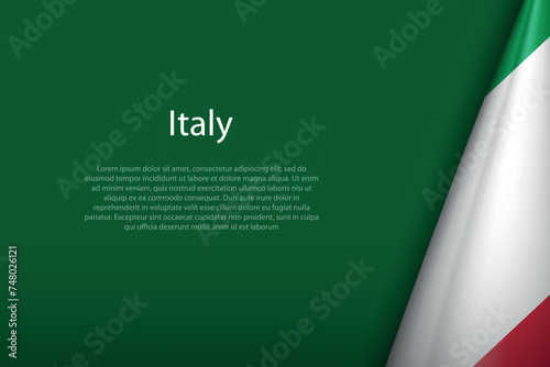 Italy national flag isolated on background with copyspace