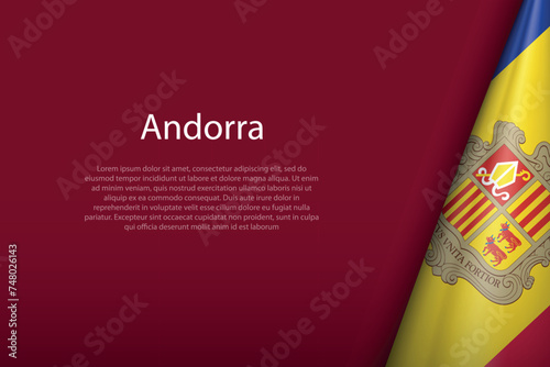 Andorra national flag isolated on background with copyspace
