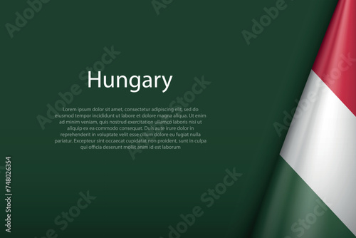 Hungary national flag isolated on background with copyspace photo