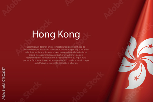 Hong Kong national flag isolated on background with copyspace