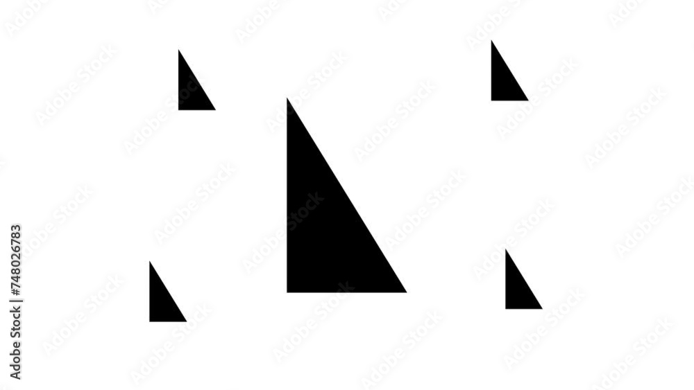 Zoom in and out animation the right triangle symbol. Large black symbol in the center and four small symbols around. Seamless looped 4k animation on white background Zoom in and out animation the right triangle symbol. Large black symbol in the center and four small symbols around. Seamless looped 4k animation on white background