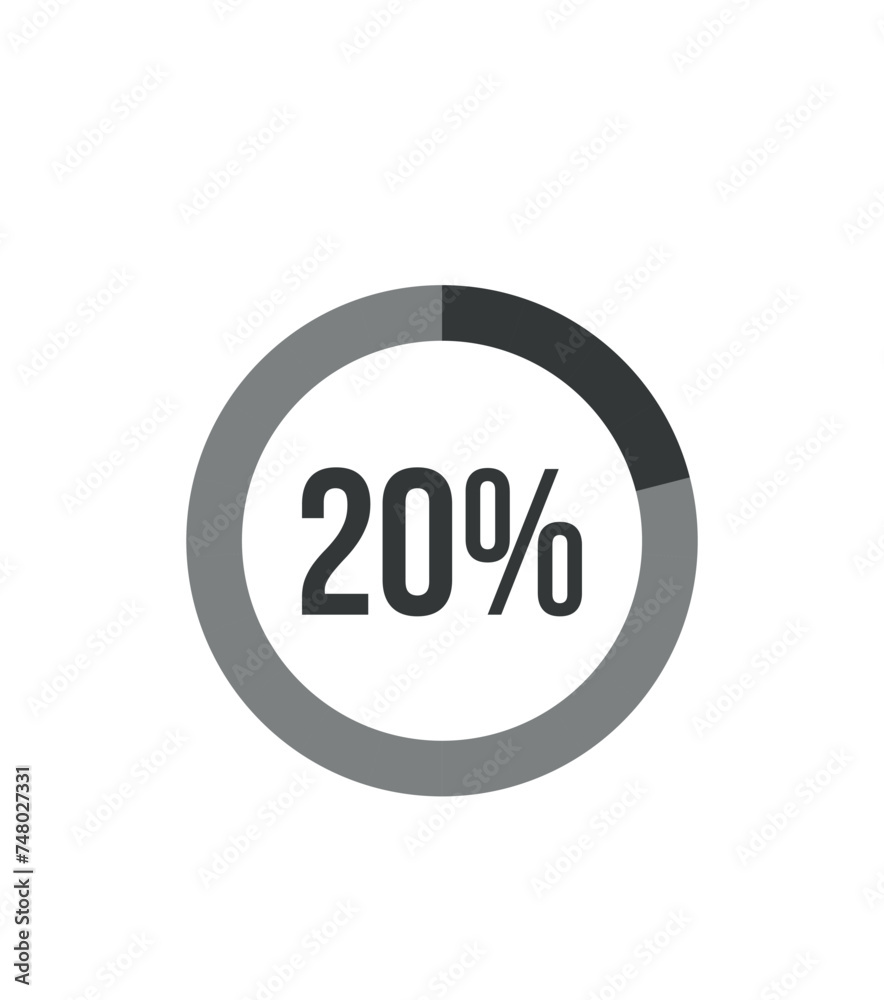 20% round graph. Graphic vector for statistics and finance, pie shape design isolated on white background 20% round graph. Graphic vector for statistics and finance, pie shape design isolated on white background