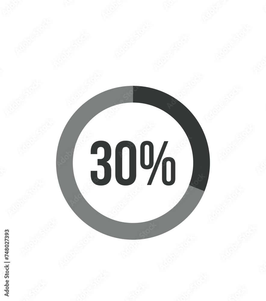 30% round graph. Graphic vector for statistics and finance, pie shape design isolated on white background 30% round graph. Graphic vector for statistics and finance, pie shape design isolated on white background
