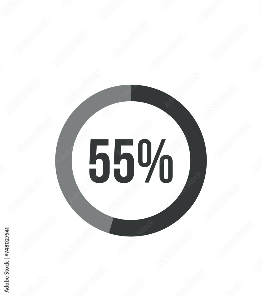 55% round graph. Graphic vector for statistics and finance, pie shape design isolated on white background 55% round graph. Graphic vector for statistics and finance, pie shape design isolated on white background