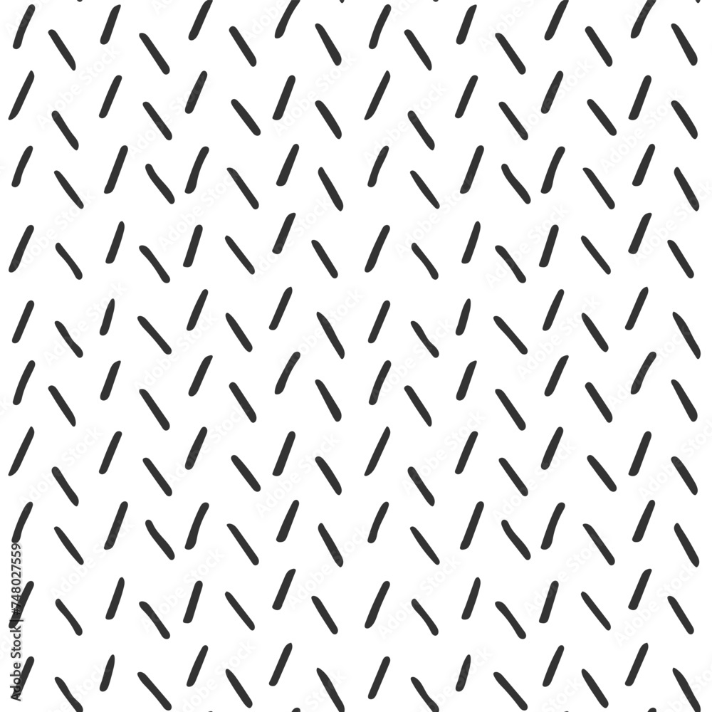 Abstract Doodle Line Texture. Seamless Black and white Pattern. Pen ink Drawing scribbles. Hand drawn row of Stripes. Monochrome squiggles. Modern Minimalist illustration for Design