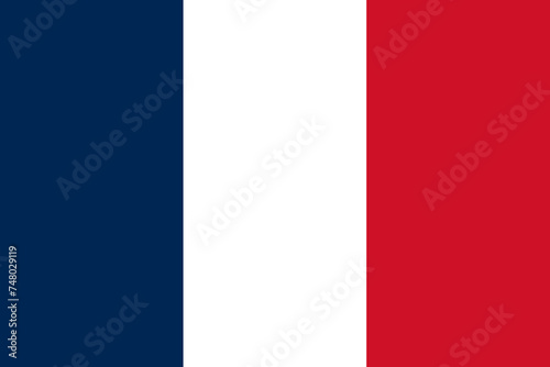 Official National flag of France. Correct proportions and colors. Vector illustration