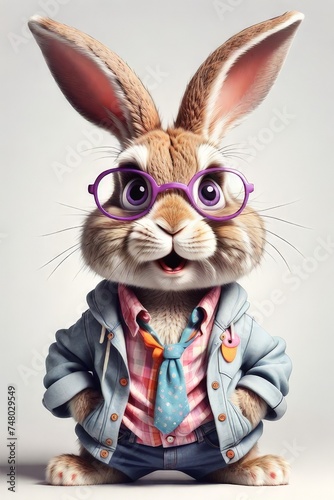 a Funny Rabbit Cartoon Character In Detailed Realism Suit
