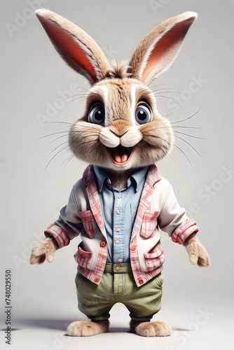 a Funny Rabbit Cartoon Character In Detailed Realism Suit © boying