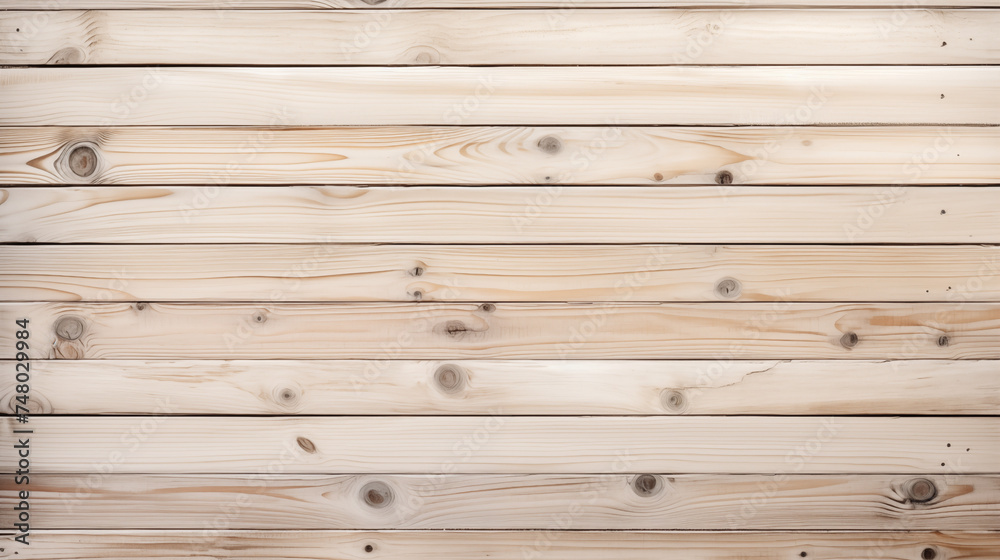 Fototapeta premium Drewniane tło. Jasne tło z poziomymi deskami z jasnego gatunku surowego drzewa. Podłoga lub ściana z lameli - minimalistyczna tapeta. Dąb lub sosna.