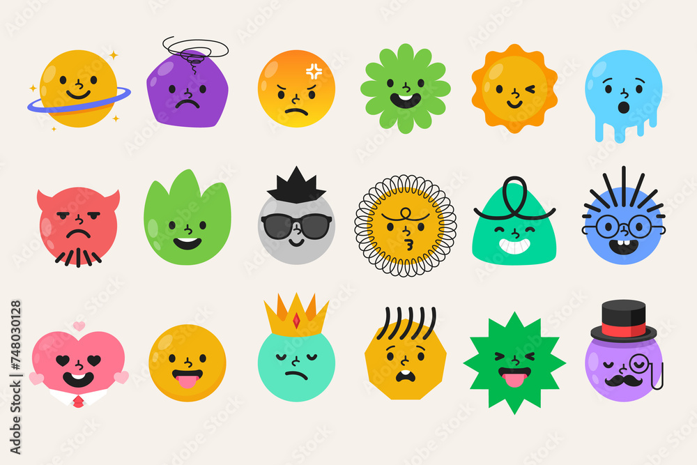 Obraz premium Cartoon character expressions in hand drawn design