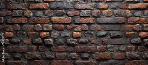 A sturdy brick wall constructed using small rocks as building material. The rocks are stacked neatly  forming a solid structure for a background.