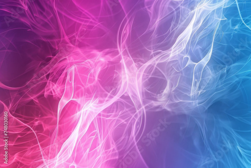 Swirls of pink and blue neon light smoke effect - A soft and flowing abstract image with delicate swirls and smoke effects in pink and blue neon light