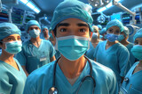 Doctors in a hospital, 3d cartoon illustration
