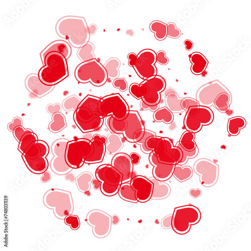 Beautiful red hearts falling vector illustration.