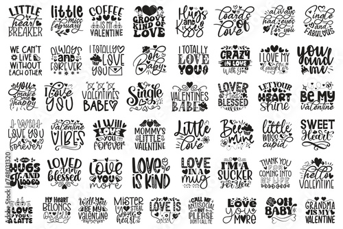 Happy Valentine's Day -shirt And SVG Design Bundle. Boho Retro Style Valentine Quotes T-shirt And SVG Design Bundle. Valentine SVG Quotes T shirt Design Bundle, Vector EPS Editable Files