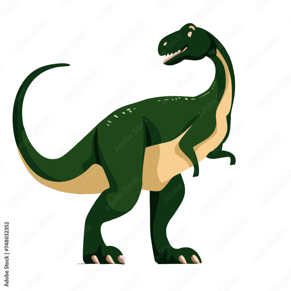 Vector Illustration of Dinosaurs: Stegosaurus, Brontosaurus, Velociraptor, Triceratops, Tyrannosaurus Rex, Spinosaurus, Pterosaurs