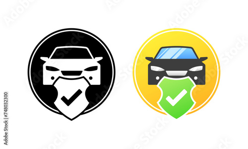 Car approved icons. Silhouette and flat style. Vector icons