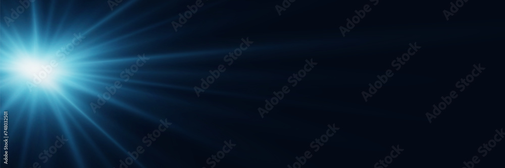 Blue lens flare flare of light and lines. Vector EPS10