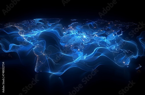 blue internet background  abstract image   in the style of glowing neon. Generative AI
