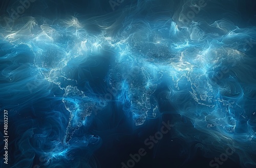blue internet background, abstract image , in the style of glowing neon. Generative AI