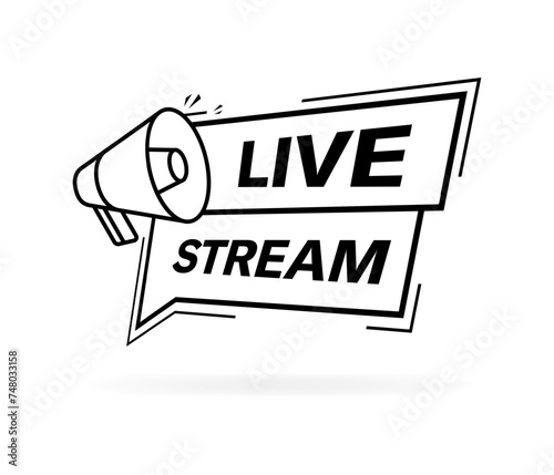 Live stream speech bubble. Linear style. Vector icon