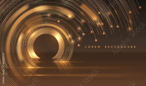 Abstract golden circle lines background photo