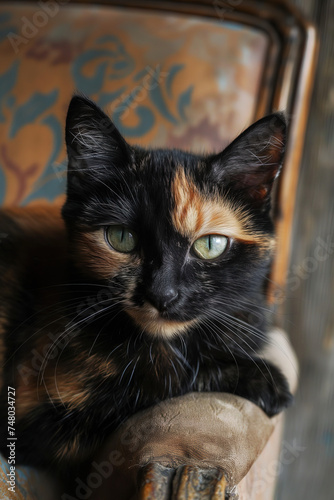 Cute black and orange spotted cat