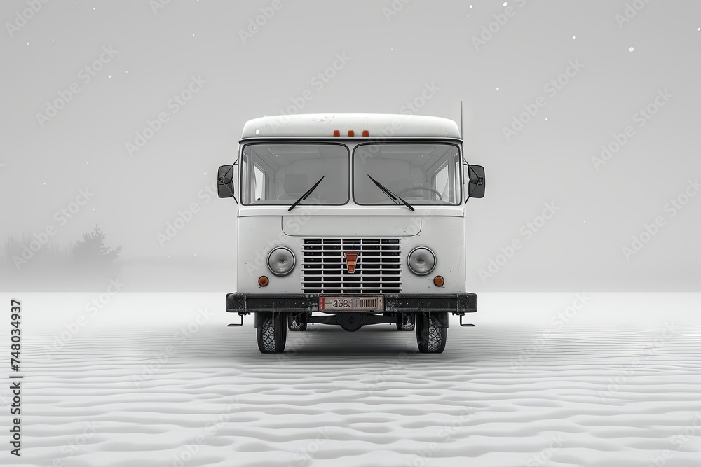 3d illustration of a white truck. Isolated background. Delivery truck. Generative AI.