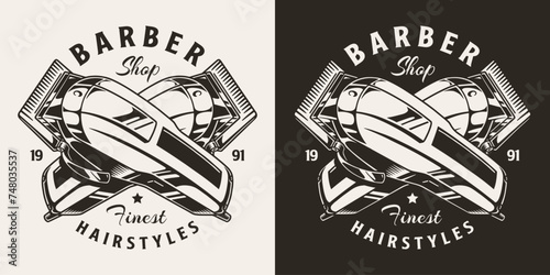 Barber shop monochrome vintage poster