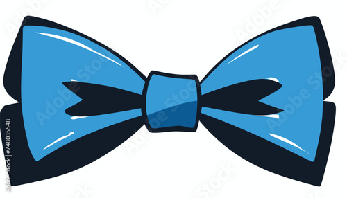 Vector drawing of flat blue bow tie isolated on white