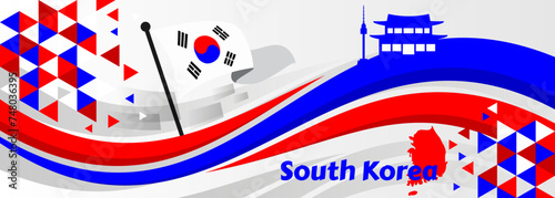 south korea independence day concept, flag, 3d, for print, banner, card, poster, background etc

