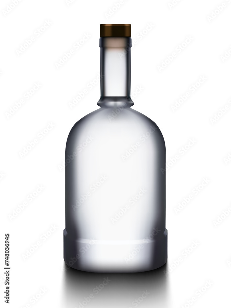 Empty Clear Liquor Bottle Isolated On White Back Empty Clear Liquor Bottle Isolated On White Back