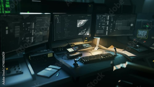 Cyber security system protecting the important data in the army control room. Cyber safety system defends from hacking attacks to secure data. Cyber security system guarding the confidential data
